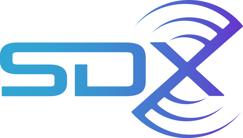 SDX® blue and purple logo.